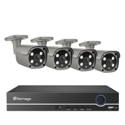 Sikkerhedsmonitorer & Videokameraer^CCTV Videoovervågning, To-vejs lyd, Smart AI Ansigtsgenkendelse, 2T, 8CH 4 stk 5MP kamera