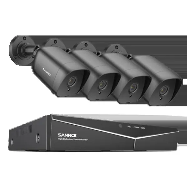 Sikkerhedsmonitorer & Videokameraer^CCTV-system, kanal, kameraer, 1080P opløsning,2T, 8CH 4PCS DVR Sæt
