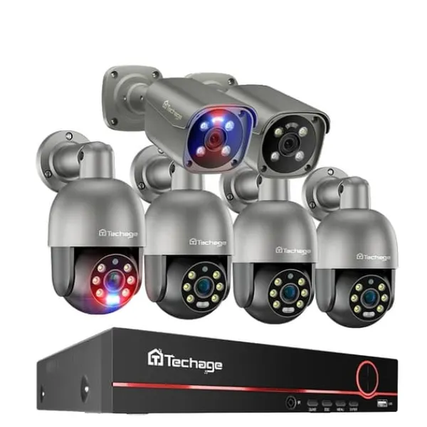 New CCTV-system, 8MP opløsning, tovejskommunikation,8CH NVR 6 Kamera A, Ingen Sikkerhedsmonitorer & Videokameraer