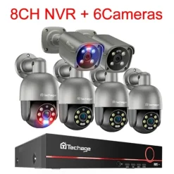 New CCTV-system, 8MP opløsning, tovejskommunikation,8CH NVR 6 Kamera A, Ingen Sikkerhedsmonitorer & Videokameraer