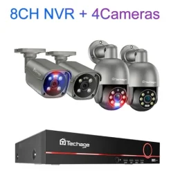 Sikkerhedsmonitorer & Videokameraer^8CH CCTV-system, 4K opløsning, H.265 kompression,8ch 4 kameraer