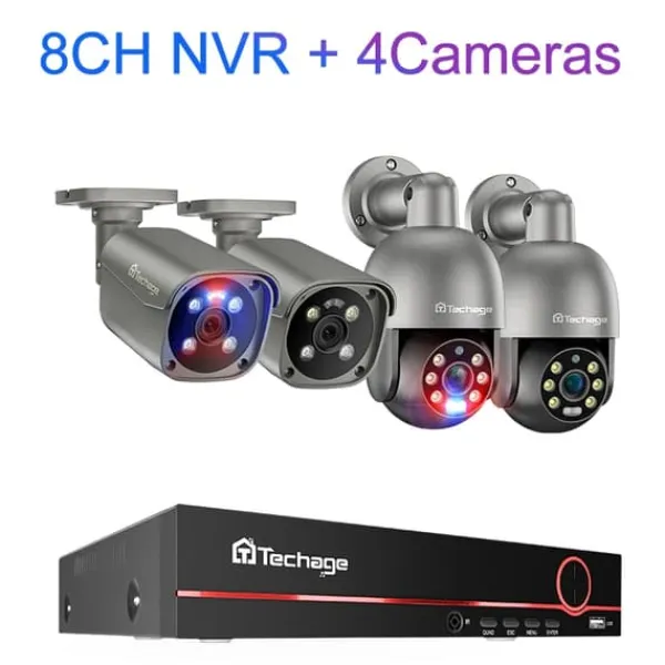 Sikkerhedsmonitorer & Videokameraer^8CH CCTV-system, 4K opløsning, H.265 kompression,8ch 4 kameraer
