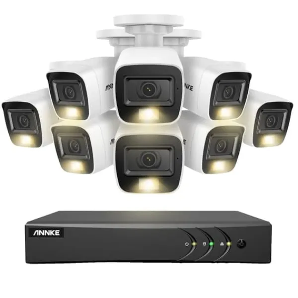 New 8CH DVR CCTV Sikkerhedssystem, 5MP Ultra HD Opløsning, Infrarød Nattesyn,3K CMOS Kamera-b, Ingen Sikkerhedsmonitorer & Videokameraer