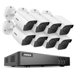 Sikkerhedsmonitorer & Videokameraer^8CH DVR CCTV Sikkerhedssystem, 5MP Ultra HD Opløsning, Infrarød Nattesyn,4T, 5MP CMOS-kamera