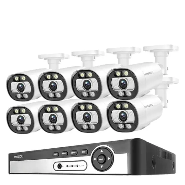 Sikkerhedsmonitorer & Videokameraer^8CH NVR Sikkerhedskamera System, 4K Opløsning, AI Menneske Detektion,Ingen, 8CH NVR 8PCS KAMERA 5MP