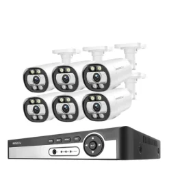 Hot 8CH NVR Sikkerhedskamera System, 4K Opløsning, AI Menneske Detektion,8CH NVR 6PCS KAMERA 5MP, 3T (udendørs sport) Sikkerhedsmonitorer & Videokameraer