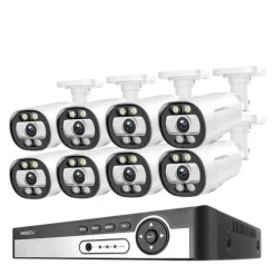 Outlet 8CH NVR Sikkerhedskamera System, 4K Opløsning, AI Menneske Detektion,1T, 8CH NVR 8PCS KAMERA 5MP Sikkerhedsmonitorer & Videokameraer