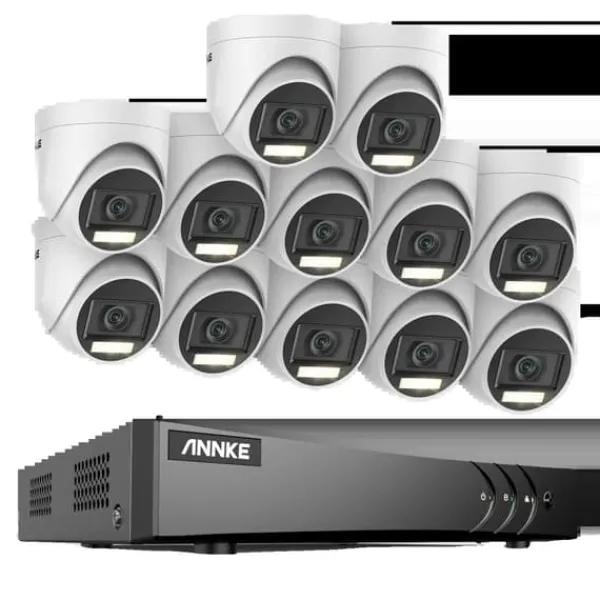 Sikkerhedsmonitorer & Videokameraer^16CH Sikkerhedskamera System, 5MP Høj Opløsning, Avanceret Bevægelsesdetektion,16CH 12PCS Sæt, Ingen