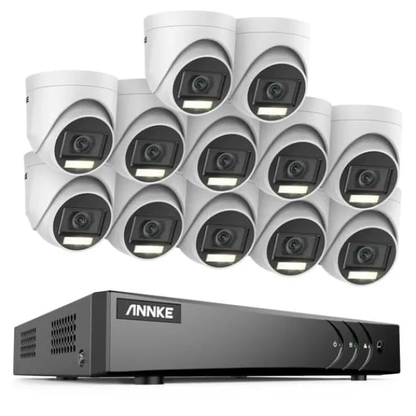 Sikkerhedsmonitorer & Videokameraer^16CH Sikkerhedskamera System, 5MP Høj Opløsning, Avanceret Bevægelsesdetektion,16CH 12PCS Sæt, Ingen