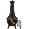 Outlet Chiminea, Kugleformet udendørs pejs, 52x50x130 cm, Sort, Aluminium Pejse