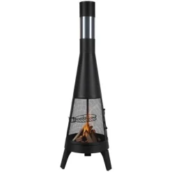 Pejse^Chiminea Udendørs Brændeovn, 20 Tommer, Med Grillnet og Skorstensbelægning
