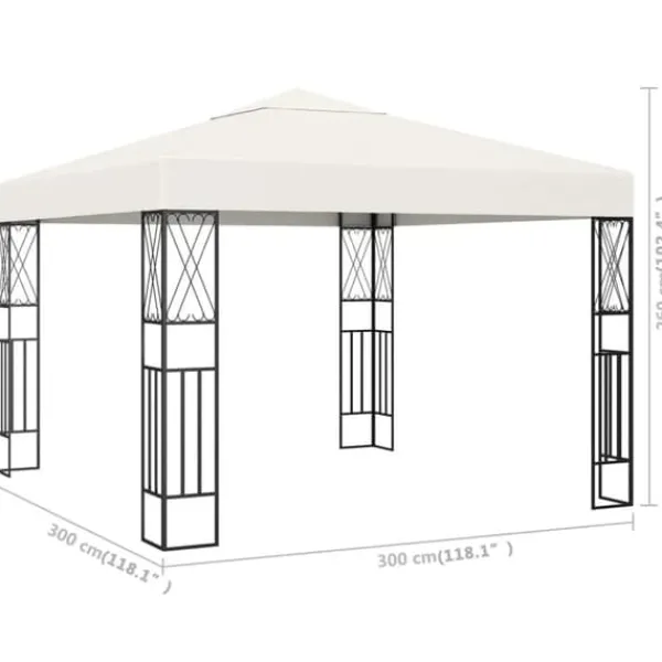Telte & Lysthuse^Cremefarvet pavillon 3x3 m - Robuste udendørs baldakin | Farve: Creme | Størrelse: 3x3 m