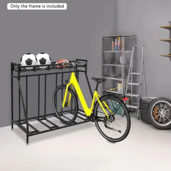 Tilbehør Til Brændeovne & Pejse^Cykelstativ - Fritstående gulvstativ - 4 Kroge - Opbevaring til hjem og garage - Pladsbesparende - Sort