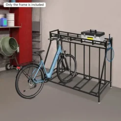 Tilbehør Til Brændeovne & Pejse^Cykelstativ - Fritstående gulvstativ - 4 Kroge - Opbevaring til hjem og garage - Pladsbesparende - Sort