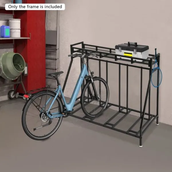Tilbehør Til Brændeovne & Pejse^Cykelstativ - Fritstående gulvstativ - 4 Kroge - Opbevaring til hjem og garage - Pladsbesparende - Sort