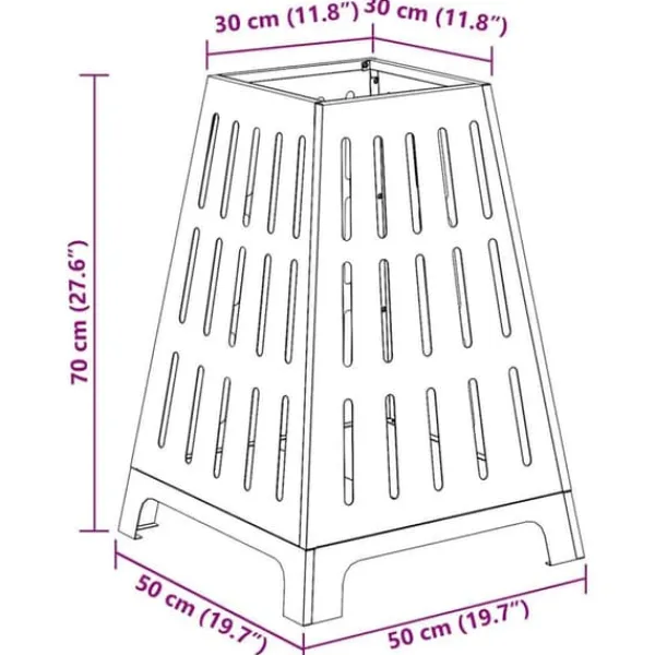 Pejse^Cylindrisk bålsted i stål - Udendørs ildgryde | Farve: Sort | Størrelse: 50x50x70 cm