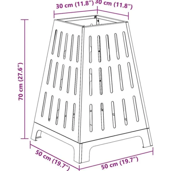 Pejse^Cylindrisk bålsted i stål - Udendørs ildgryde | Farve: Sort | Størrelse: 50x50x70 cm