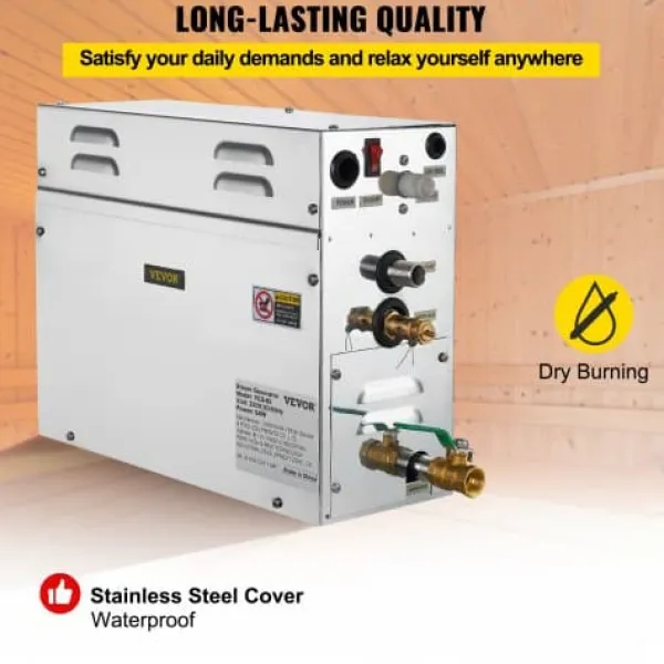 Dampgenerator, 6kW sauna damper med LED digitalt display, 39,5x15,3x31,3 cm, rustfrit stål Sauna