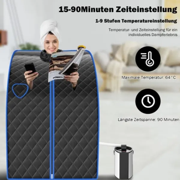 Hot Dampsauna, 78x87x101 cm, Sort Sauna