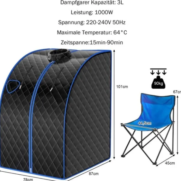 Hot Dampsauna, 78x87x101 cm, Sort Sauna