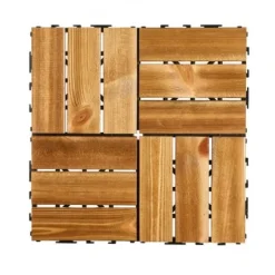 Havedekorationer^Deckfliser, Massivt træ, Sammenlåsende, 30x30x2 cm, Træ, Gulvbelægning