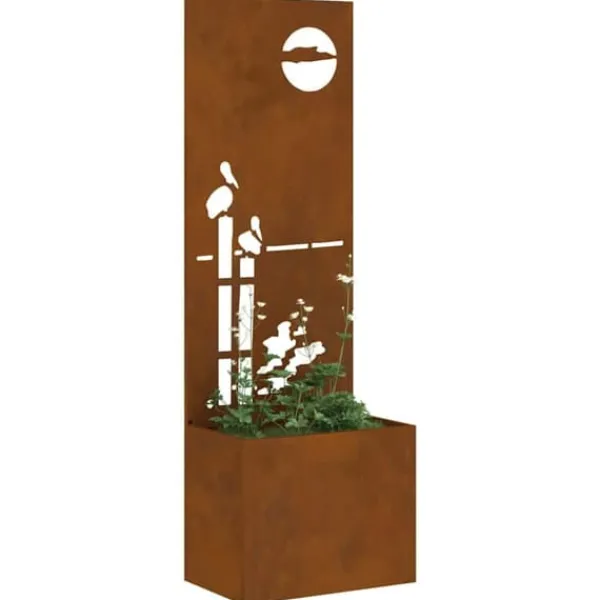 Krukker & Plantebeholdere^Dekorativ havprivatskærm i stål - Elegant mønster | Størrelse: 50 x 140 cm | Farve: Rusten