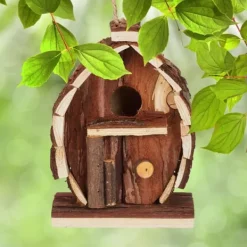 Clearance Dekorativt fuglehus, 14.5x10.5x7.5 cm, naturtræ Til Fugle & Småvildt