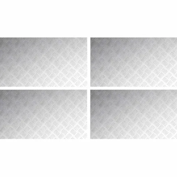 Pejse^4-delt Aluminium Checker Plader - Skridsikre Trappetrin | Størrelse: 90x50 cm | Farve: Sølv