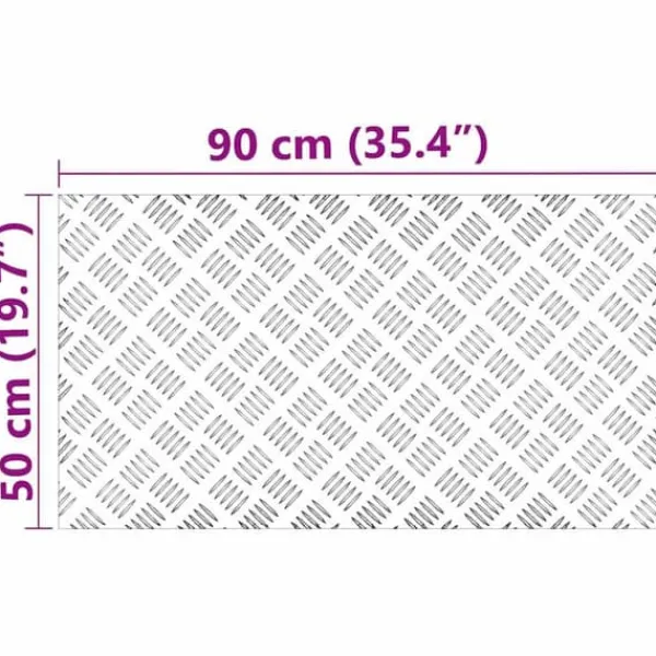 Pejse^4-delt Aluminium Checker Plader - Skridsikre Trappetrin | Størrelse: 90x50 cm | Farve: Sølv