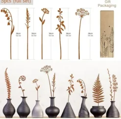 Havedekorationer^5-delt metalblomster havepinde – udendørs dekorative plantepinde, metalkunst til gård, græsplæne og blomsterbed