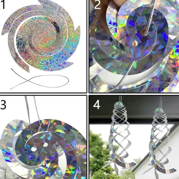 Best 4-delt spiralformet fugleafvisende reflektor 28,5*28,5 cm hængende reflekterende fugleafvisende enhed, der bruges til at jage fugle som spætter, duer | CDON Til Fugle & Småvildt