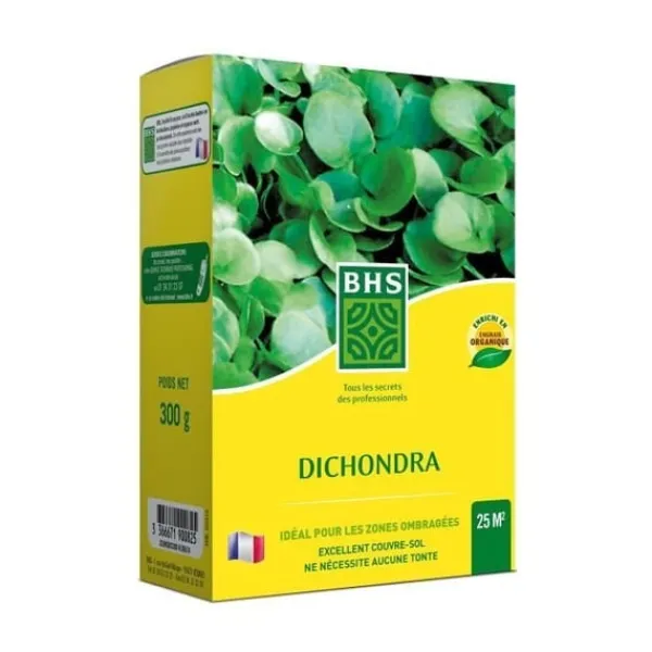 Frø^Dichondra - BHS - 300 g | 25 m² | Milde klimaer | Frø beriget med organisk gødning | Hurtig og jævn etablering.