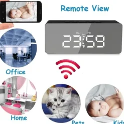 Digital Fjärrstyrd / Rörelseaktiverad WiFi Klocka med Dold Kamera och Nightvision Sikkerhedsmonitorer & Videokameraer