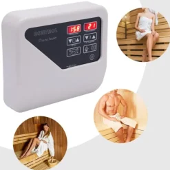 Sauna^Digital Sauna Controller, Udgangseffekt 3-9KW, Arbejdsspænding 220V-240V, Temperaturinterval 40-105℃, Dimensioner 24,5x21x7,5 cm