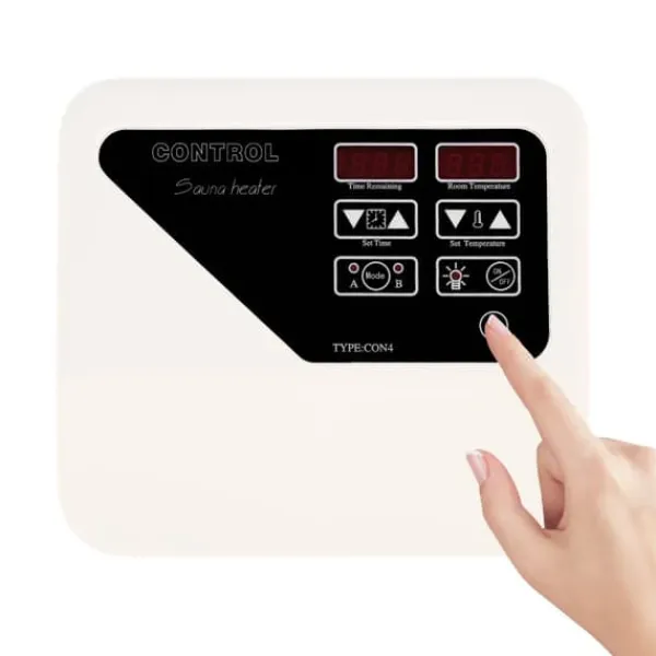 Sale Digital Sauna Ovn Controller, Effektudgang 3-9KW, Spænding 220-240V, Strøm 4.5-13.7A, Temperaturinterval 40-105℃, Dimensioner 24.5*21.5*8cm Sauna