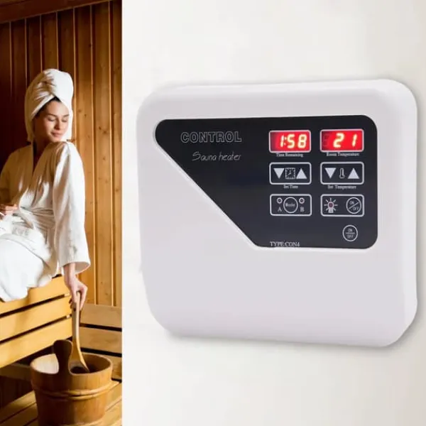 Clearance Digital saunastyring - Eksternt kontrolpanel - 3–9 kW - 220–240 V - Temperaturområde 40–105 °C - Lys maks. 60 W - Vægmonteret Sauna