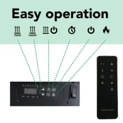 Best Disegno 90XLW elektrisk vægkomfur - hvid - 3-sidet elektrisk LED højovn - Højt til loftet - 1400 Watt varme - fjernbetjening Pejse