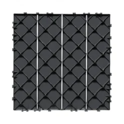 Havedekorationer^Dækfliser, 36 stk., 30x30x2 cm, mørkegrå, plast