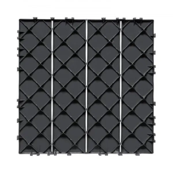 Havedekorationer^Dækfliser, 36 stk., 30x30x2 cm, mørkegrå, plast
