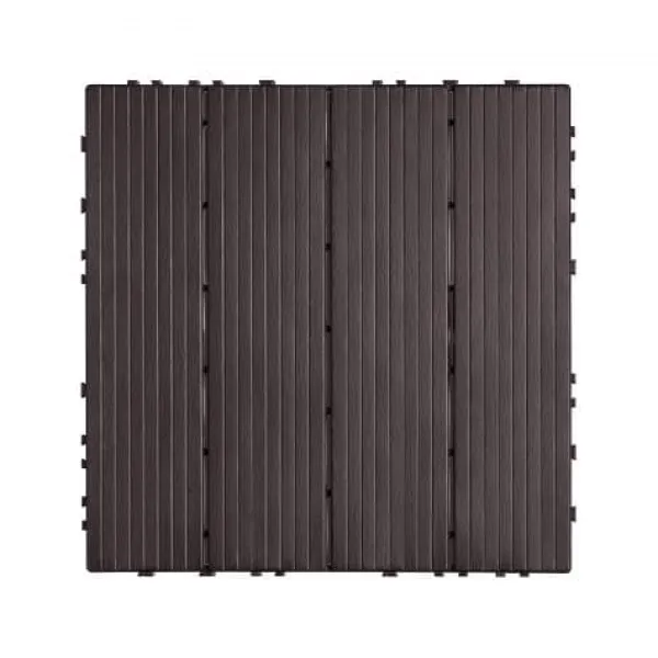 Outlet Dækfliser, Sammenlåsende plast 30x30x2 cm, Mørkebrun, Udendørs gulvbelægning Havedekorationer