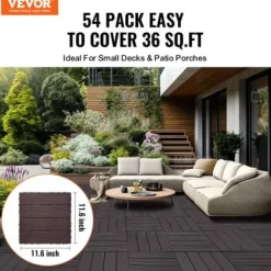 Outlet Dækfliser, Sammenlåsende plast 30x30x2 cm, Mørkebrun, Udendørs gulvbelægning Havedekorationer