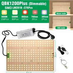 Kit Til Plante- & Urtedyrkning^Dæmpbar LED Vækstlys, Justerbart Spektrum, Energi Effektiv,QBK1200Plus-DIM