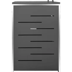 Skure, Garager & Carports^Dobbelt skraldespandsskjuler i rustfrit stål - Robuste og stilfulde løsninger | Størrelse: 138x77,5x112,5 cm