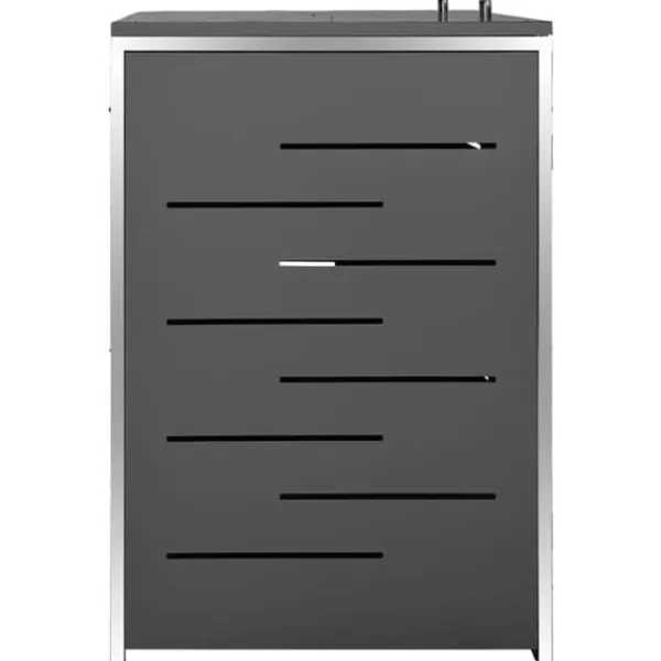 Skure, Garager & Carports^Dobbelt skraldespandsskjuler i rustfrit stål - Robuste og stilfulde løsninger | Størrelse: 138x77,5x112,5 cm