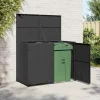 Skure, Garager & Carports^Dobbelt skraldespandsskjuler i polyrattan | Farve: Sort | Størrelse: 148x80x111 cm