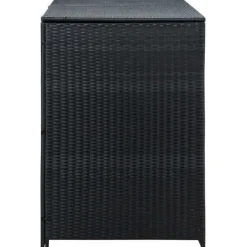 Skure, Garager & Carports^Dobbelt skraldespandsskjuler i polyrattan | Farve: Sort | Størrelse: 148x80x111 cm