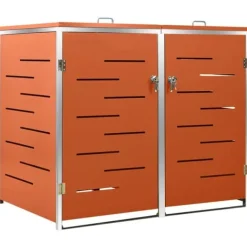 Skure, Garager & Carports^Dobbelt skraldespandsskjuler i rustfrit stål - Robust og luftcirkulerende | Størrelse: 138x77,5x112,5 cm