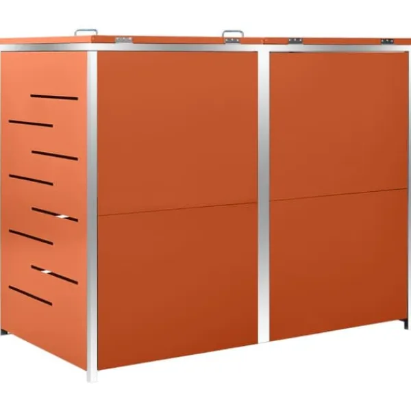 Skure, Garager & Carports^Dobbelt skraldespandsskjuler i rustfrit stål - Robust og luftcirkulerende | Størrelse: 138x77,5x112,5 cm