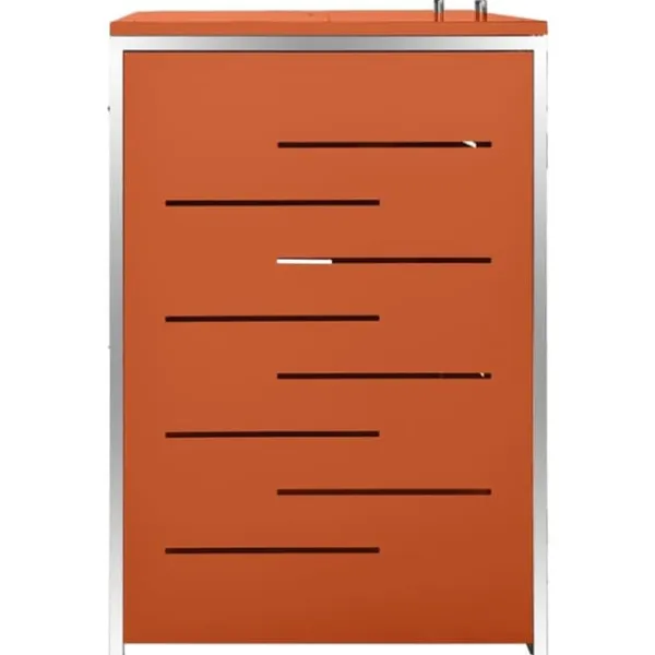 Skure, Garager & Carports^Dobbelt skraldespandsskjuler i rustfrit stål - Robust og luftcirkulerende | Størrelse: 138x77,5x112,5 cm