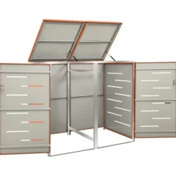 Skure, Garager & Carports^Dobbelt skraldespandsskjuler i rustfrit stål - Robust og luftcirkulerende | Størrelse: 138x77,5x112,5 cm